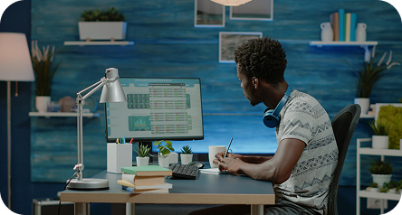 Student working on computer